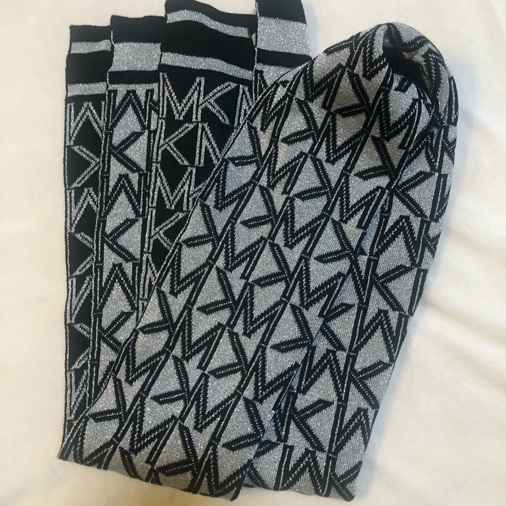 Michael Kors Black and silver logo’d scarf